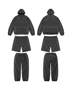 Conjunto Deportivo 2 en 1 Personalizado para Hombre, Chaqueta Cortavientos Impermeable y Resistente al Viento con Cierre de Cordón, Tejido de Nailon Ligero, Color Sólido - Product Image 1