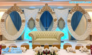 Escenario de boda con mechones blancos románticos, boda asiática, cuero, cristal, decoración de escenario, Panel de cuero, decoración de escenario de boda - Product Image 2