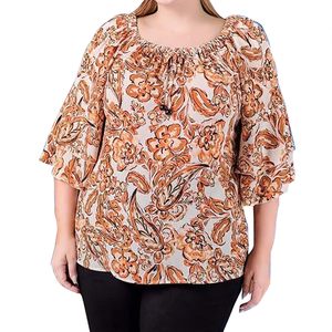 Blusas de Chifón de Alta Calidad para Mujer, con Estampado Floral, Lazo Tejido, Impresión Digital Personalizada, Anti-Pilling, con Remaches, Proveedores de Bangladesh - Product Image 3