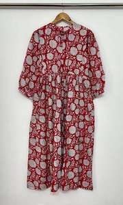 Robe en coton à fleurs rose faite à la main : Tunique bohème mini-midi - Product Image 2