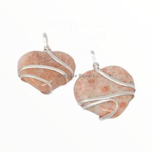 Pierre de guérison semi-précieuse, vente en gros, Aventurine foncée, pendentif en fil de cœur, fil d'or, pendentif en pierre naturelle - Product Image 4