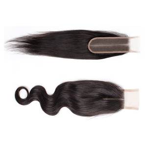 Indian Virgin Remy Hair Closure Machine Double Weft Silky Straight & <b>Body</b> <b>Wave</b> Double Drawn Permable Extensions - Product Image 1