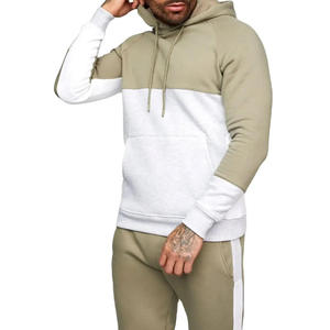 Survêtement à capuche pour homme, couleur olive et blanc, manches longues, décontracté, pour l'automne, avec poches latérales, coupe classique - Product Image 3