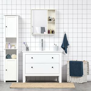 Armoire à pharmacie murale blanche de 24,75 x 25,5 pouces avec miroir et étagère de rangement, meuble de salle de bain - Product Image 6