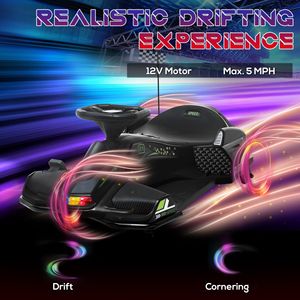Kart Elettrico da Derapata 12V con Avvio Graduale, Musica e Luci Colorate per Bambini 8-12 Anni - Ottimo per Intrattenimento e Divertimento all'Aperto - Product Image 4