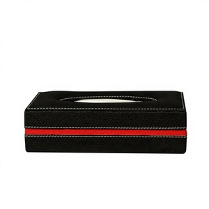 AMATO - Dispensador de Pañuelos Portátil Premium para Coche, Color Negro y Amarillo |   Portapañuelos de Cuero PU para Accesorios Interiores de Automóviles - Product Image 2