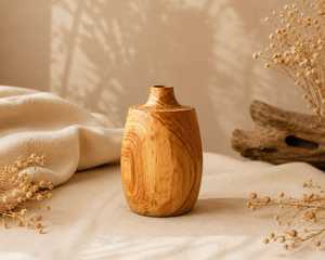 Vase à fleurs en bois fait main, économique, pour cadeaux de pendaison de crémaillère, décoration intérieure et design d'intérieur de bureau - Product Image 6