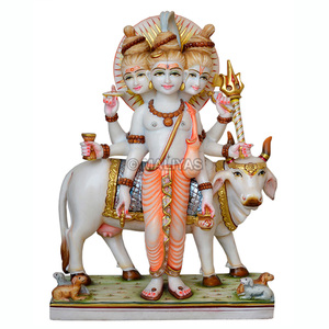 Premium Marble Lord Dattatreya Statue with Kamadhenu Cow & Trishul | Handcrafted White Marble Dattatreya Murti | MALIYAS - Product Image 2