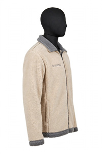 Wholesale <b>Men</b> Full Zip <b>Sherpa</b> <b>Fleece</b> <b>Jacket</b> Beige Warm Winter Outerwear Contrast Collar Cuffs Heavyweight Casual <b>Jacket</b> Apparel - Product Image 2
