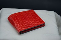 Dompet Lipat Kulit Buaya Merah Personalisasi Grosir Untuk Pria Dompet Kulit Eksotis Mewah Dompet Lipat Buatan Tangan