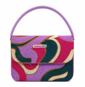 Bolso de Mano Floral con Cuentas Hecho a Mano, con Forro de Algodón con Patrón Rectangular, Cierre Magnético, para Fiestas Nocturnas - Product Image 1