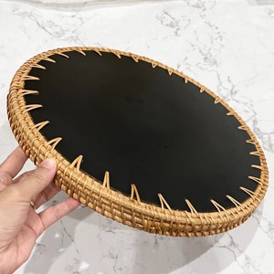 Plateau de service en rotin blanc minimaliste avec incrustations de nacre pour la maison, élégant pour la table et la coiffeuse, vente en gros depuis l'Inde - Product Image 6