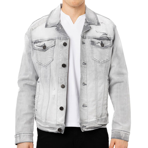 Veste en jean pour homme à séchage rapide avec boutons et patchs en chenille, design 2024, service OEM personnalisé, veste d'hiver - Product Image 2