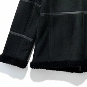 Veste d'hiver de luxe en cuir et peau de mouton véritable pour homme, col montant, chaude et élégante, coupe ajustée - Product Image 2