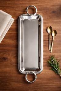 Polished <b>Silver</b> Round Serving <b>Tray</b> Modern Hospitality Platter Elegant Kitchen Counter Presentation Accent - Product Image 6
