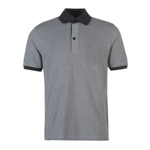 Polo à manches courtes gris pour homme, couleur unie, tricot en coton, décontracté, respirant, coupe classique, boutons - Product Image 1
