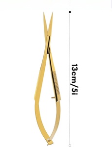 Ciseaux à ressort double action à lame droite et courbée en acier inoxydable noir mat pour manucure russe, cils et sourcils - Product Image 5