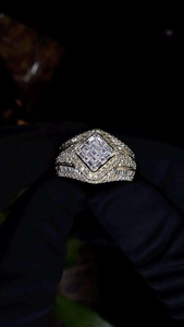 Moissanite <b>Mens</b> Statement <b>Ring</b> Iced Out Square Center Pave Luxury Hip Hop Fashion Jewelry Bold Gift - Product Image 6