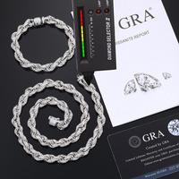 Collier chaîne à maillons en moissanite brillante, argent 925, certifié GRA, plaqué or et platine, unisexe, bijoux géométriques hip-hop, 18,5 g