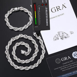 Collar de Cadena con Eslabones de Moissanita Brillante, Plata 925, Certificado GRA, Chapado en Oro y Platino, Joyería Geométrica Unisex Estilo Hip Hop, 18.5g - Product Image 3