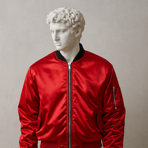 Chaqueta Bomber Ultraligera para Hombre, Estilo Y2K, Cierre de Cremallera, Color Naranja Brillante, Dobladillo Negro, Cinturón con Detalles Utilitarios - Product Image 4