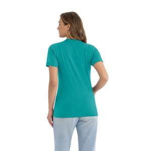 T-shirt unisexe For Level Apparel 3600 100% coton, coupe classique, impression de logo personnalisé sur le devant, couleur turquoise - Product Image 5