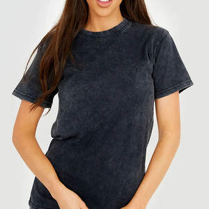 Nouveaux t-shirts pour femmes à la mode, effet délavé, très populaires, de qualité supérieure, à manches courtes, couleur unie, en vente en ligne - Product Image 2