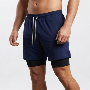 New Running <b>Shorts</b> <b>Men</b> 2 In 1 Double-Layer Quick Dry Gym Fitness <b>Shorts</b> With <b>Compression</b> Inner Mid Waist Sport <b>Shorts</b> - Product Image 3