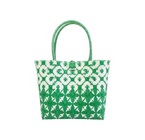 Sac et sac à main tissés en plastique vert émeraude, esthétique moderne, faits à la main, chic, pour femmes, été, plage, décontracté, sac fourre-tout à bandoulière - Product Image 1