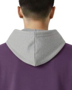 Sudadera con Capucha Personalizada para Hombre, Color Morado, Manga Corta, con Capucha Gris, Bolsillo con Rayas en Contraste, Estilo Casual Urbano, Venta al Por Mayor OEM - Product Image 6