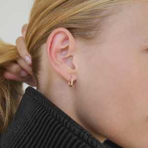 Small Huggie Hoop <b>Earrings</b> 10k 14k 18k Solid Gold Modern Plain Chunky 12.5mm Geometric Everyday Minimalist Hoops Manufacture - Product Image 2