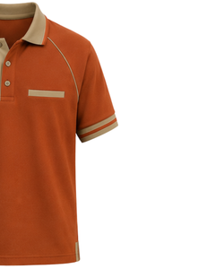 Camiseta Polo Personalizada para Hombre en Color Beige Anaranjado Quemado, Camiseta Polo de Golf Informal de Manga Corta, Transpirable, Mezcla de Algodón - Product Image 4