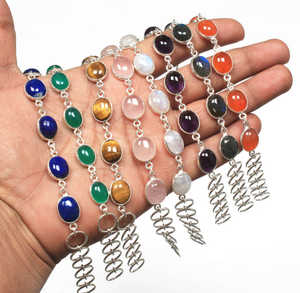 Wholesale Lot Multi Color <b>Silver</b> Plated Bohemian Style Geometric <b>Bangles</b> High Quality Assorted Crystal Handmade Bezel Fashion - Product Image 4