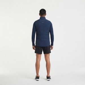 Gilet de course léger coupe-vent pour homme, en tissu Performance Blend, entièrement zippé, bleu marine foncé, fabricant OEM de vêtements de sport - Product Image 2