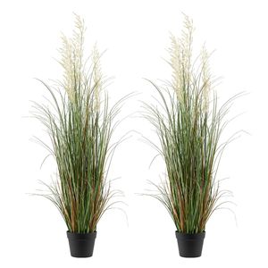 Lot de 2 plantes artificielles en PVC de qualité supérieure de 47 pouces, pot de fleurs en roseau de 47 pouces, plantes vertes artificielles d'intérieur et d'extérieur - Product Image 1
