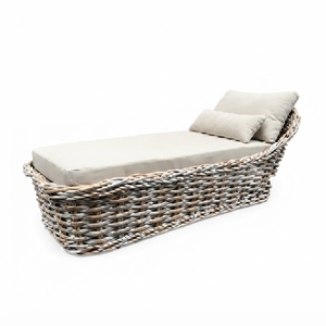 Sofá seccional reclinable de ratán sintético hecho a mano Leipzig para patio exterior, tumbona acolchada, conjunto de muebles. - Product Image 1