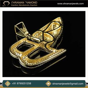 SHRAMAN DIAMOND Colgante Fino de Plata de Ley 925 con Moissanita y Letra Inicial B Personalizada, Chapado en Rodio, Estilo Hip Hop para Hombre - Product Image 3