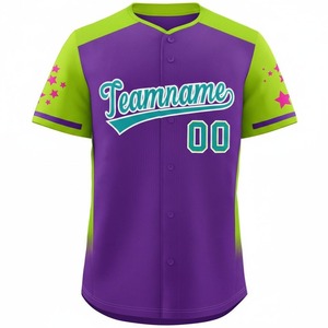 Maillot de baseball pour homme, chemise décontractée à boutons, manches courtes, uniforme sportif d'équipe, col en V, respirant, 100 % polyester, personnalisable - Product Image 3