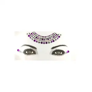 カスタム紫と白の石ユニークなデザイン無毒肌の顔と目の側再利用可能なタトゥーステッカーセット卸売用