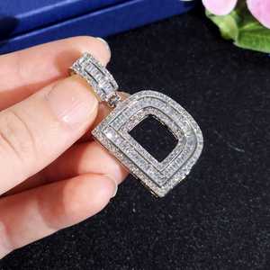 Colgante de Letra del Alfabeto Personalizado con Incrustaciones de Diamantes Moissanite VVS en Plata de Ley 925, Estilo Hip Hop, Unisex - Product Image 2