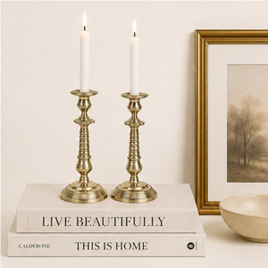 Premium Solid Brass Taper Candle <b>Holder</b> Set Elegant Handcrafted Metal <b>Candlestick</b> For Home Decoration and Formal Event Supplies - Product Image 4
