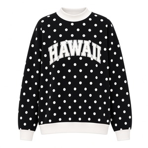 Sweat-shirt oversize pour femme, imprimé à pois, col montant, décontracté, à manches longues, coupe ample, style streetwear graphique - Product Image 2