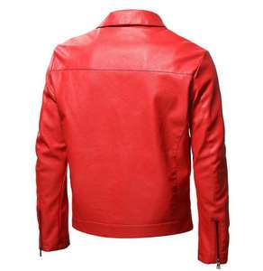 Nouvelle veste en cuir décontractée pour homme, fermeture éclair, style motard avec poches, nouveau design - Product Image 4