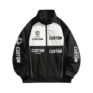 Men's Windproof Printed Varsity Stand Collar <b>Racing</b> <b>Jacket</b> Full Sleeve Zip Outerwear for Spring Autumn Motorcycle Leisure Wear - Product Image 2