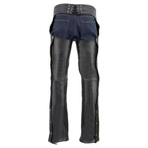 Samroz Sports – Cuissardes en cuir pour homme, design personnalisable, noir/marron, poches fendues, fermeture à boutons-pression, doublure thermique, pour motards toutes saisons - Product Image 3