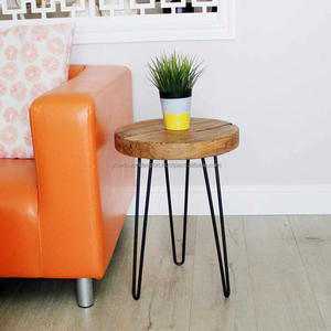 โต๊ะข้างโซฟาไม้เนื้อแข็งทรงกลมทันสมัยพร้อมขาเหล็กทรงกิ๊บ โต๊ะเล็กสำหรับวางข้างโซฟาในห้องนั่งเล่น - Product Image 5