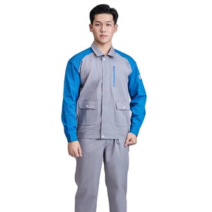 Ensemble de vêtements de travail de sécurité haute visibilité pour hommes FMF, bleu ciel et gris, à manches longues, en tissu TC durable et respirant, avec détection des aiguilles - Product Image 1