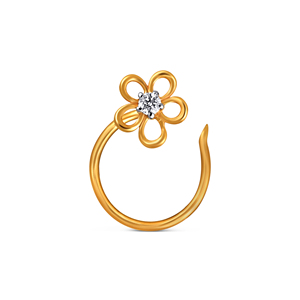 GLEAMORA ENTERPRISE - Piercing de Nariz con Diamante Cultivado en Laboratorio, Corte Brillante en Forma de Flor, Chapado en Oro Amarillo de 9K, Lujoso, para Uso Diario de Mujeres - Product Image 1