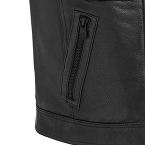Chaleco de Motociclista de Cuero Genuino y Lona para Hombre, Transpirable, Color Negro Sólido, Sin Mangas, Precio Económico, Última Tendencia - Product Image 3
