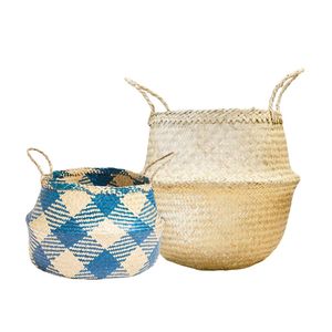 Decorative Handmade SEAGRASS BELLY <b>BASKETS</b> for Plant Pot Cover and Decor, Belly Shape <b>Basket</b> for Toys and Laundry - Product Image 1